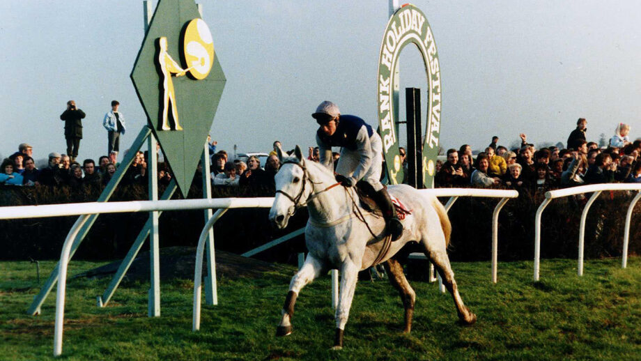 Desert Orchid winning the King George VI chase at Kempton - December 1989.