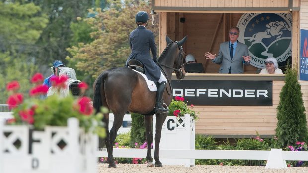 Kentucky Three-Day Event dressage: Lillian Heard Wood talks to ground jury president Robert Stevenson