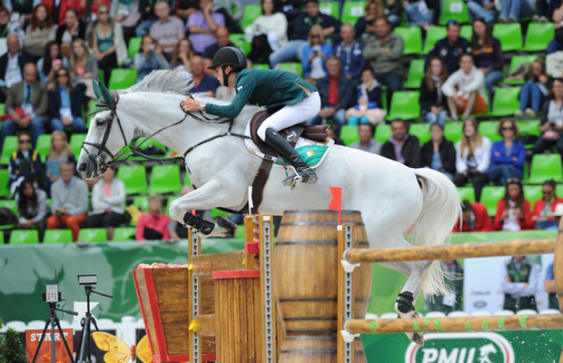 Bertram Allen riding Molly Malone V for Ireland during the first round of the showjumping competition