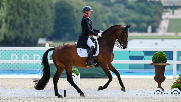 Carl Hester and Fame in right canter during the grand prix special at the Paris Olympics