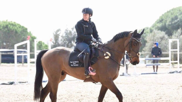 Jennifer Thompson riding Medoc De Toxandria in Spain as a five-year-old.