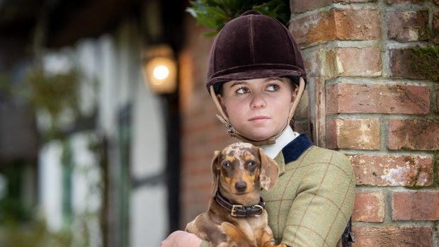 Rider wearing the new Charles Owen velvet brown hat
