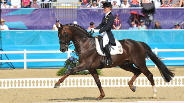 Helen Langehanenberg riding Damon Hill at the London Olympics.