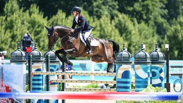Olympics eventng showjumping Tom McEwen and JL Dublin in the team showjumping round at the Paris Olympics