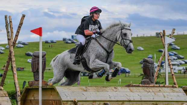 Alexandra Farrar-fry riding GREY FINNSKY in CCI-S 3* Section B at the Barbury International Horse Trials near Marlborough in Wiltshire in the UK between the 8-11th July 2021