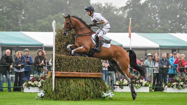Harry Meade and Superstition on the Burghley Horse Trials cross-country 2024.