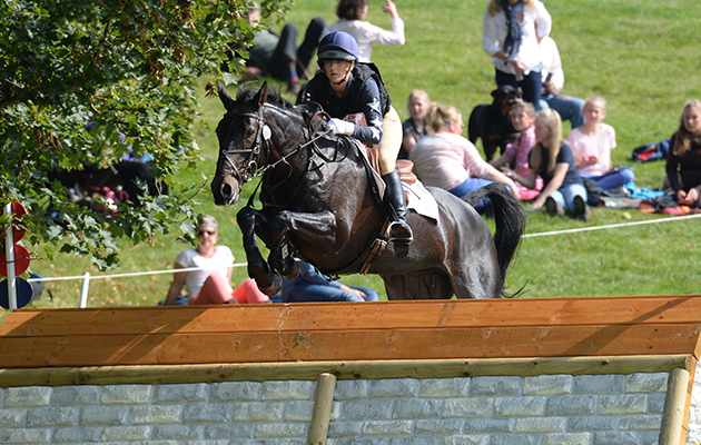Lissa Green riding MALIN HEAD CLOVER, during the Cross country phase of The Blenheim Palace International Horse Trials near Woodstock in Oxfordshire, UK, on 19th September 2015