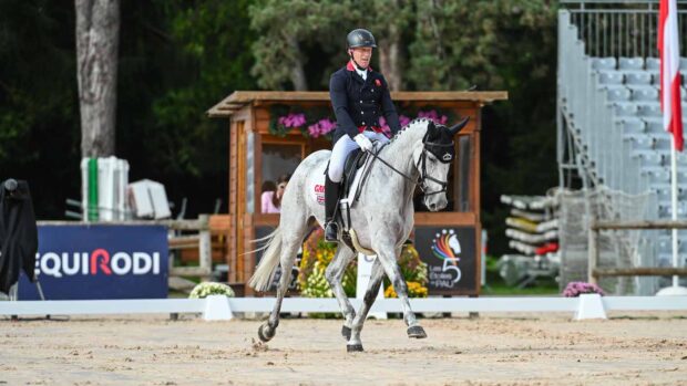 Oliver Townend and En Taro Des Vernier on the first day of dressage at Pau Horse Trials.