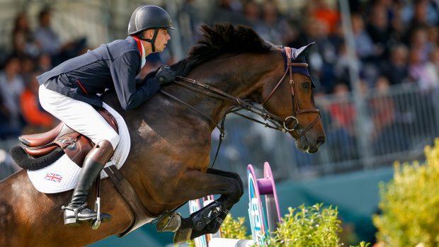 Joe Stockdale riding Equine America Cacharel in the first round of the team competition at the European Showjumping Championships
