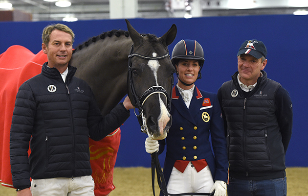 Alan Davies, Carl Hester and Charlotte Dujardin with Valegro